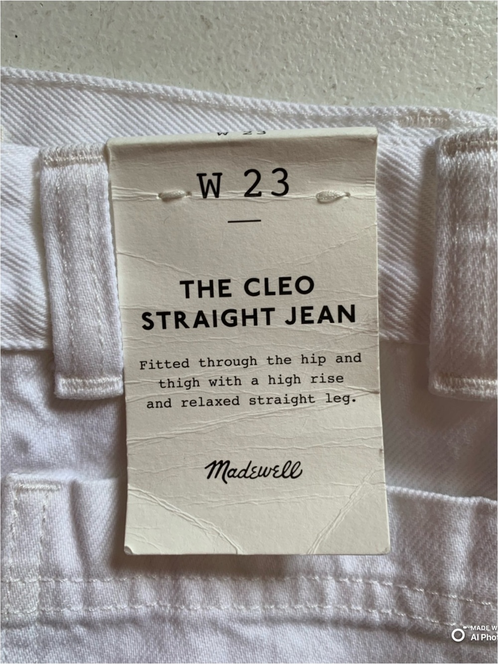 Madewell White The Cleo Straight Jean Size 23 NWT Rigid Denim Summer Jeans - Picture 11 of 16